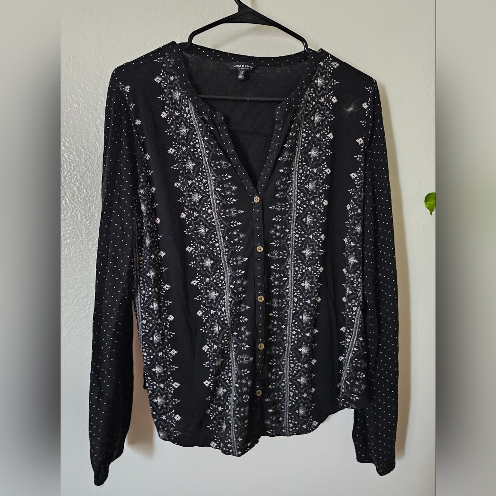 Womens LUCKY BRAND Button Down T-Shirt SizeL